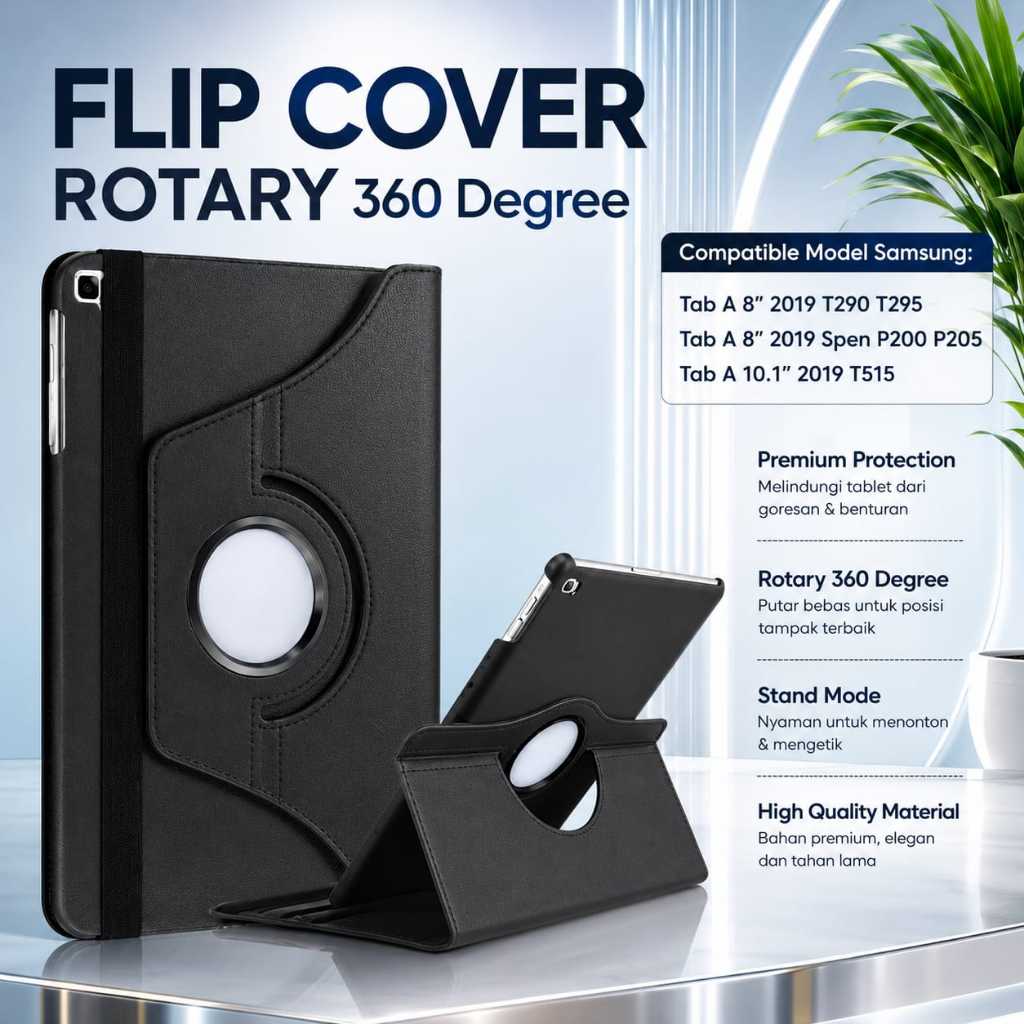 เคส Samsung Tab A8 10.1 2019 - T295 P205 T515 T510 Flip Cover Leather Stand Rotary 360° ปลอกยืน