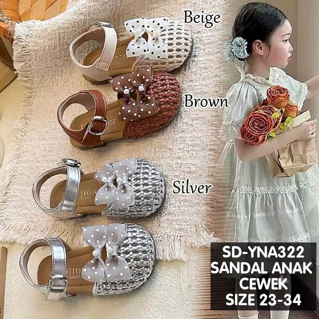 (LOLI-JKT) SD- YNA322 ELEGANT POLKADOT BOW BRAIDED GIRLS SANDALS SIZE 23-34