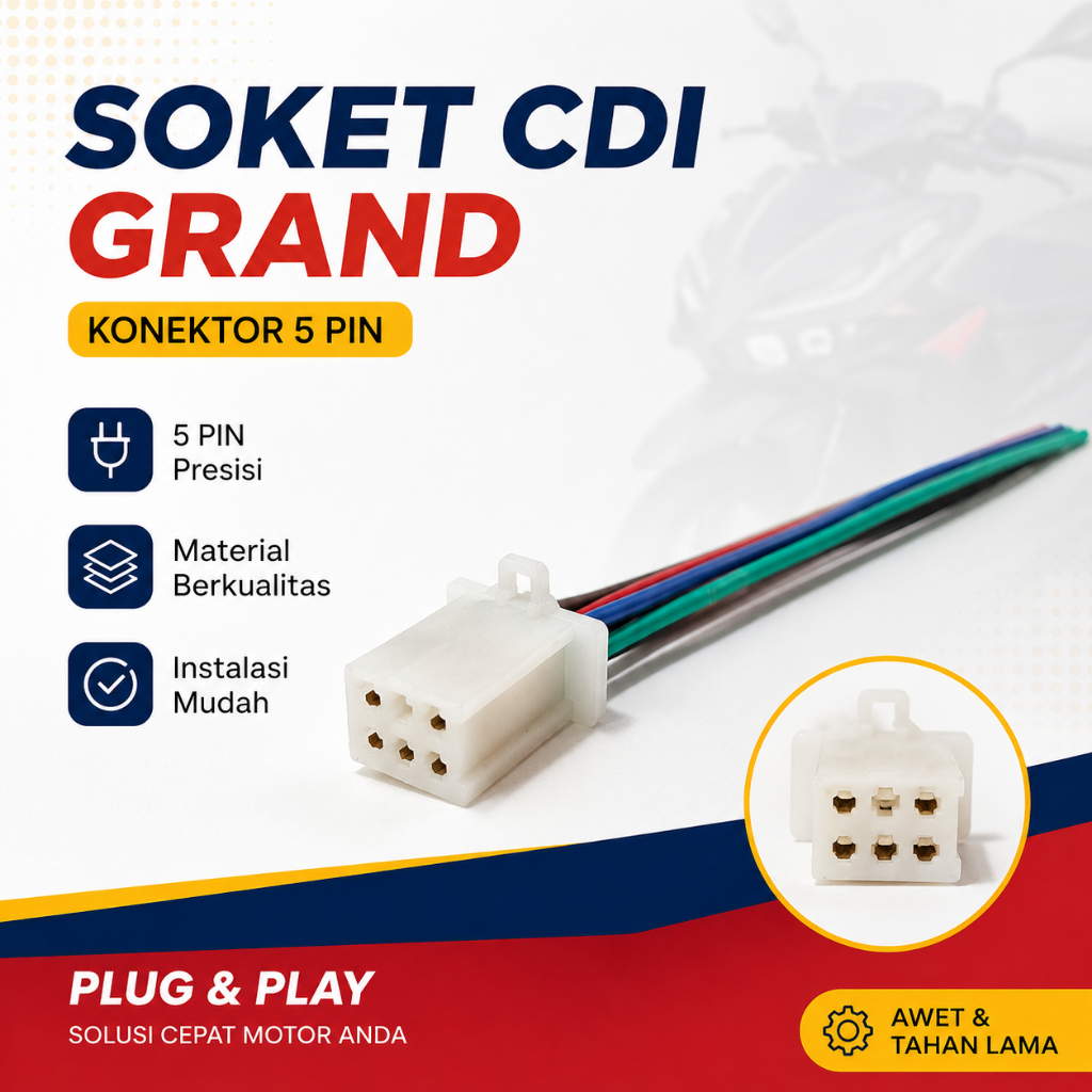 Grand 5 Pin Universal CDI Socket Honda Grand CDI Cop Cable คุณภาพดีรถจักรยานยนต์ CDI Socket Plug and