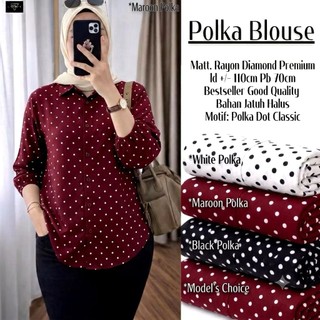 kemeja polka lengan karet