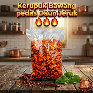 Seblak Kerupuk Bawang Pedas Kencur Daun Jeruk 500gr - Kerupuk Bawang Kering