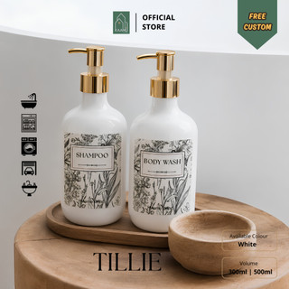 KAAMU LIVING - TILLIE | Mada Putih 300ml 500ml - botol refill sabun cair pump neck 28mm | botol isi ulang sabun mandi cair | wadah tempat botol dispenser hand soap sabun cuci tangan | hotel villa Grinn Living Kimi Living Rannyliem Netjesthing