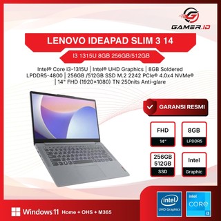 LENOVO IDEAPAD SLIM 3 14 I3 1315U 8GB 256GB/512GB W11+OHS+M365B 14.0FHD BLIT 2Y PREM+ADP GREY / BLUE