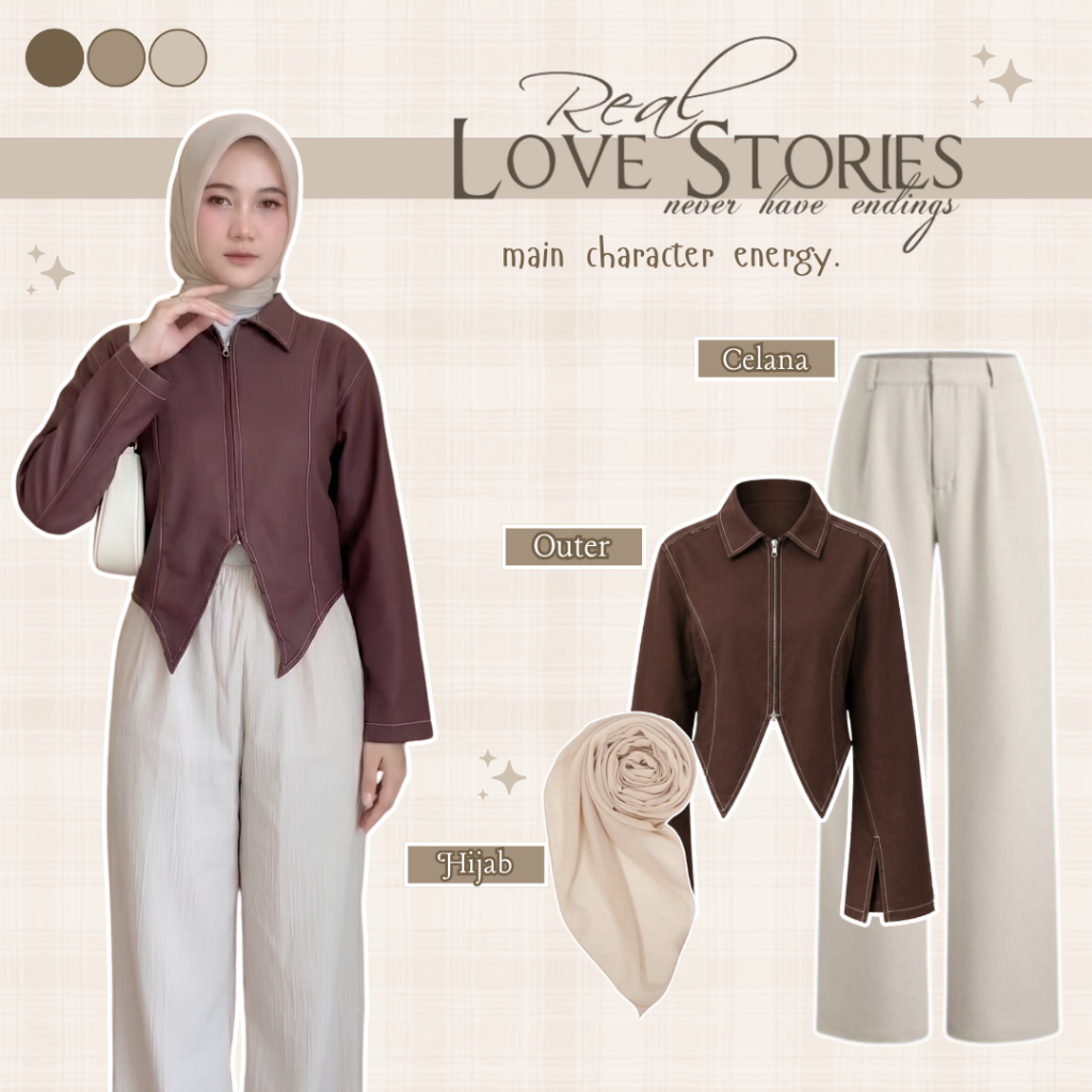 ชุด 3-In-1 สําหรับผู้หญิงเกาหลี (Catherine Outer, Culottes, Bella Square) - LU266