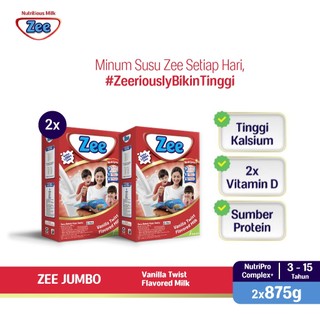 Zee Reguler Jumbo Vanilla Twist Milk 875gr (2 Pack) - Susu Tumbuh Tinggi Lebih Cepat
