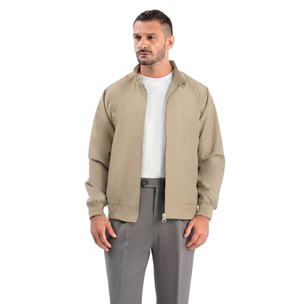 RIBSGOLD เสื้อแจ็คเก็ตผู้ชาย Harrington | Casual Technical Jacket สีเบจครีม