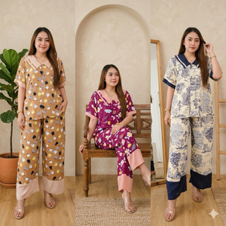 (Set ara) oneset rayon busui able celana panjang | setelan piyama kekinian ld 120cm piyama kerah sailor celana panjang