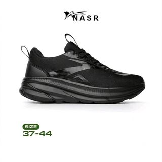 Nasr Vortex Run - Sepatu Olahraga Running Sporty  Sneakers Casual Pria Wanita Triple Black