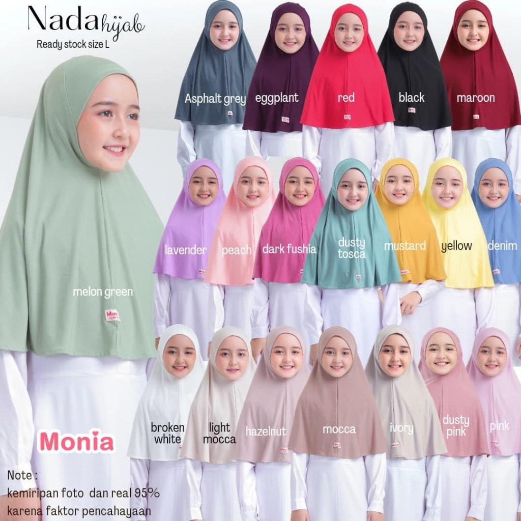 (Baby-Teen) Nada Hijab by Monia I Instant Bergo Khimar Hijab for Infants, Children, Teen, Premium Je