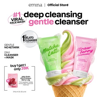 NEW! Emina Gelato Cleanser Series 100 ml- Facial Wash Gentle Brightening, Face Wash Mencerahkan Glowing, Sabun Cuci Muka Mencerahkan Lembab Tanpa Ketarik, Facial Wash Soothing, Sabun Cuci Muka Jerawat, Oil Control Acne Prone,Cocok untuk Semua Jenis Kulit 