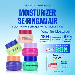EMINA Moisturizer Water Gel Series Multi Skin Solution - Mencerahkan Wajah, Mengurangi Flek Hitam, Kulit Lembab, Memperkuat Skin Barrier, Mengurangi Jerawat dan Kemerahan, Glowing | Mengandung Niacinamide, Vitamin C, Ceramide, Salicylic Acid, Retinol