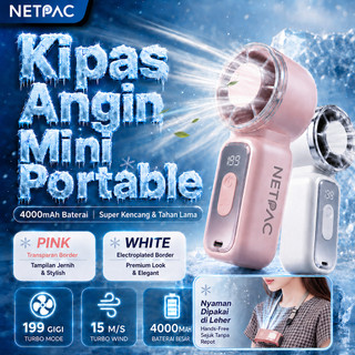 NETPAC Kipas Angin Mini Portable Genggam Handheld Pocket Fan USB Rechargeable Baterai 199 High Speed Level Kecepatan Dengan LED Display