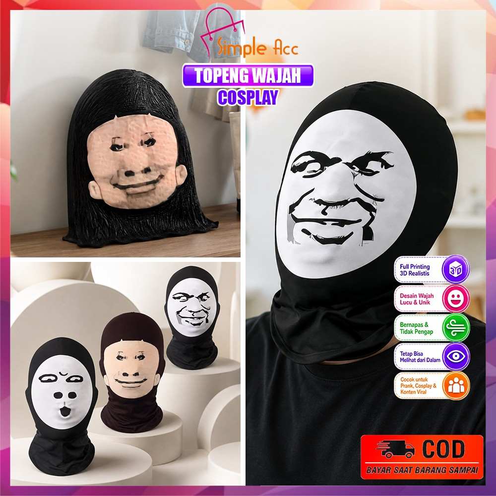 DO-C649 น่ารักน่าเกลียด Face Mask ที่ไม่ซ้ํากัน Creative Abstract Face Expression Mask / คอสเพลย์ Pr