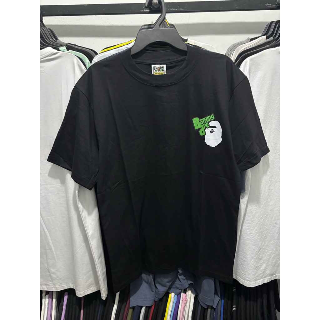 เสื้อยืดสีเขียวโลโก้ Bape smail มือสอง