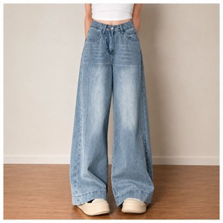YOYO- New Biru Kekinian Highwaist Kulot Loose Celana Wide Leg Jeans Wanita Korea Style/