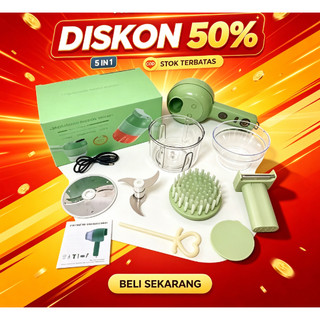 5in1 Food chopper pemotong sayuran blender mini portable pengiris bawang mixer pengkocok telur