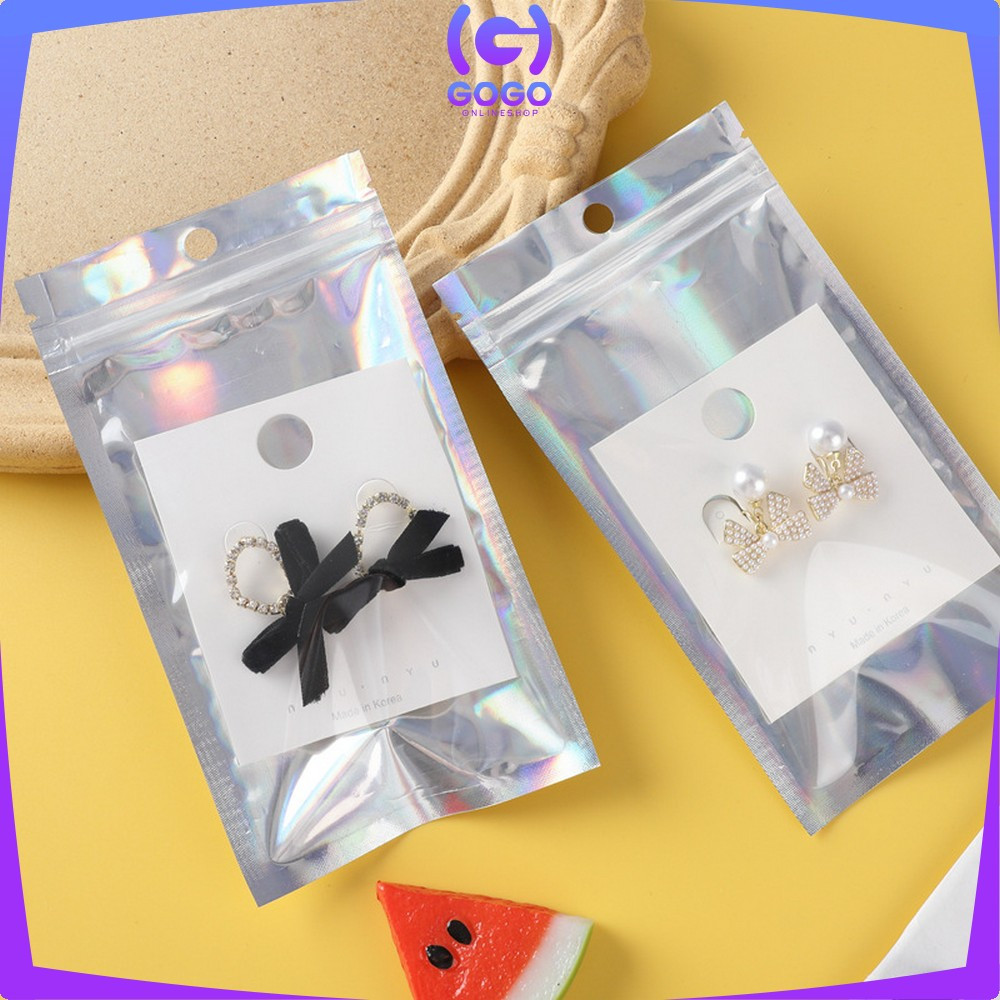 EC ขายปลีก GOGO-C1104 คลิปพลาสติกโฮโลแกรม 7X10CM บรรจุภัณฑ์แบนห่ออาหารเครื่องเทศพลาสติก / Ziplock โฮ