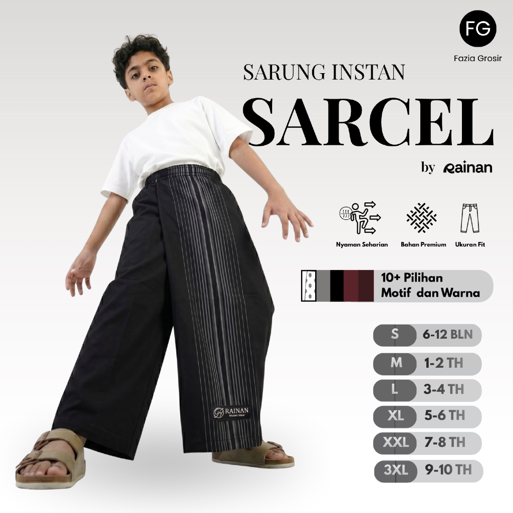 FAZIA STORE - กางเกงผ้าซิ่น by Rainan Original Sarong Pants สําหรับเด็กผู้ชาย - สบาย ไม่ร้อน เย็นสบา