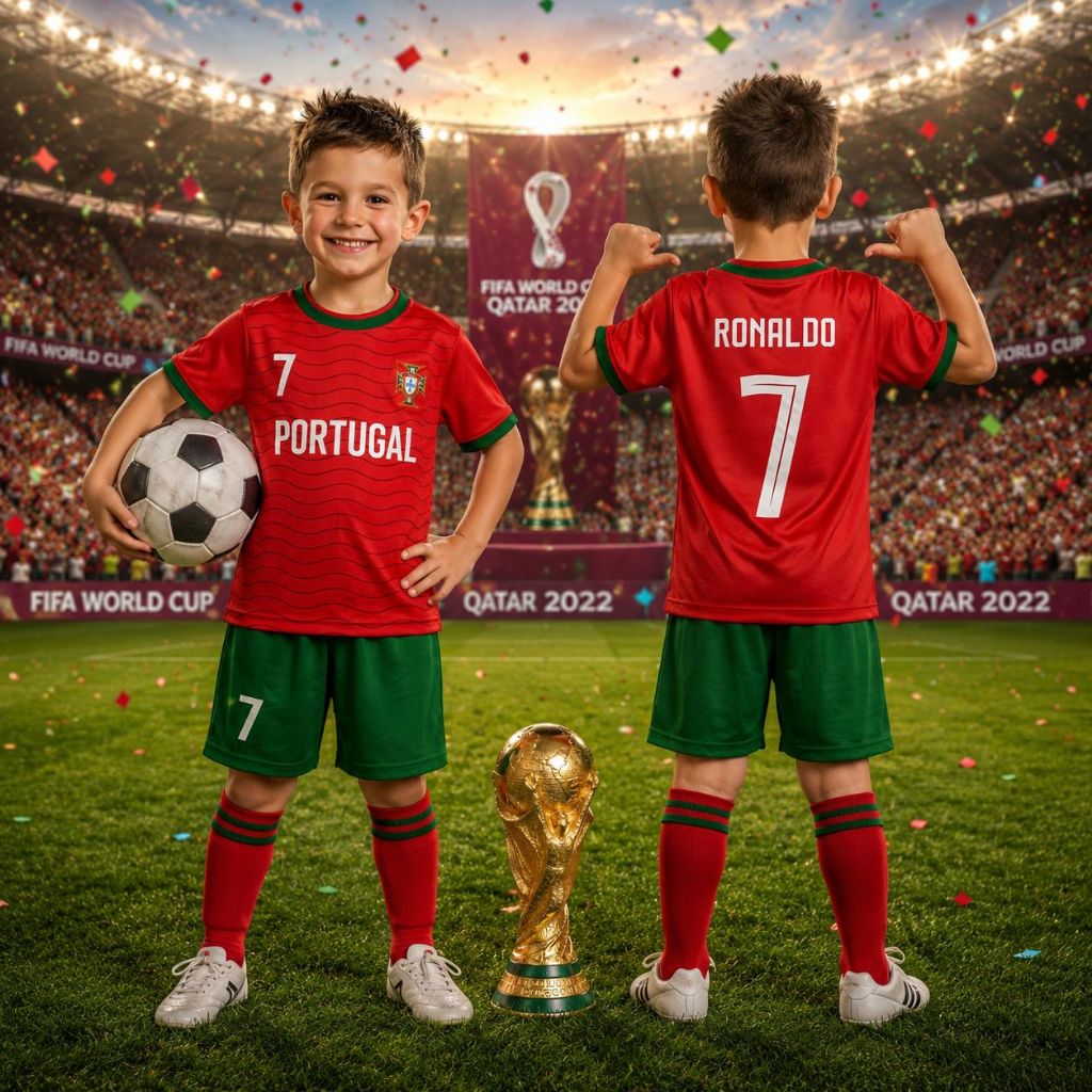 RONALDO PORTUGAL เสื้อฟุตบอลเด็ก MESSI WORLD CUP CHEAPEST UNISEX JERSEY 1 ถึง 14 ปี