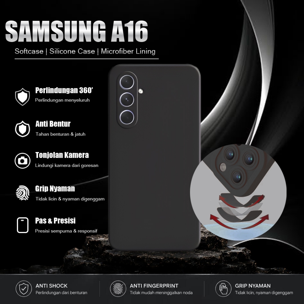SAMSUNG Softcase Macaron สีดํายืดหยุ่นสําหรับSamsung A16 4G 5Gล่าสุดปลอกA16 4G 5Gกรณีใหม่A16 Softcas