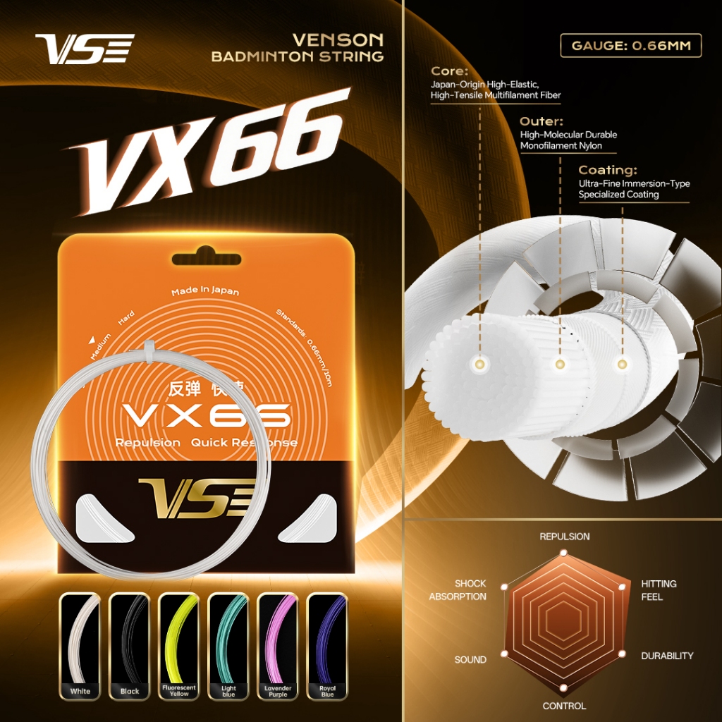VS Venson Japan Badminton String VX66 0.66mm / สายแบดมินตันญี่ปุ่น VX 66 Series 0.66 mm vse