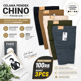 Promo 100 Ribu Dapat 3 pcs celana pendek chino pria premium quality short pants polos