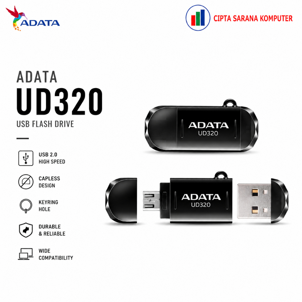 ADATA UD320 แฟลชไดรฟ์ USB เป็น Micro USB OTG - 16 GB