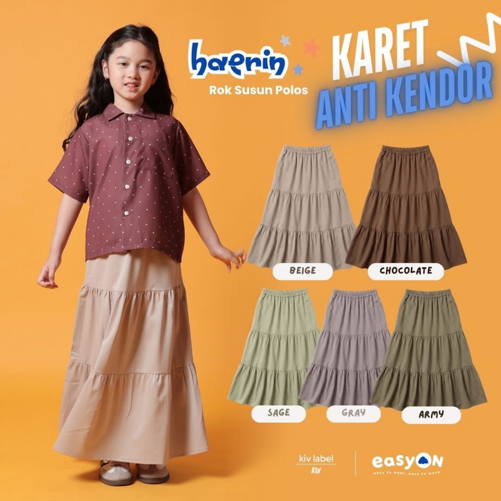 KIV - EasyOn กระโปรงยาว Haerin ธรรมดาสําหรับเด็กผู้หญิงอายุ 3 - 12 ปี