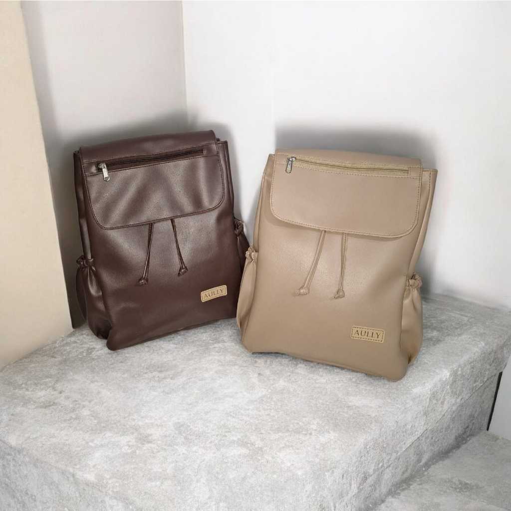 Grace Backpack by Aully Bag Plain Canvas School Backpack - Big Backpack - Korean Style - College Bag