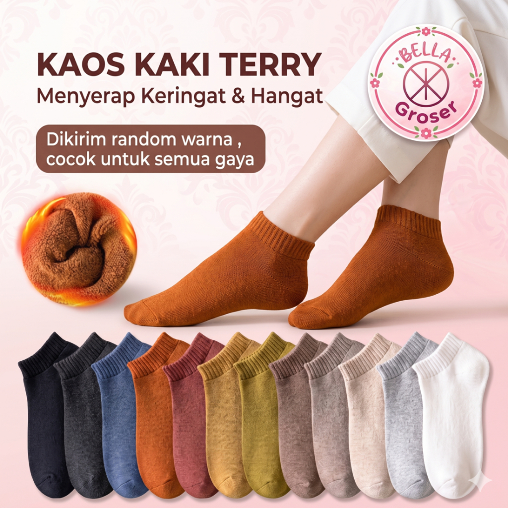 BELLA ขายส่ง ] PLAIN ANKLE SOCKS UNISEX ANKLE SOCKS FREESIZE IMPORT BLACK WHITE GREY COLOR