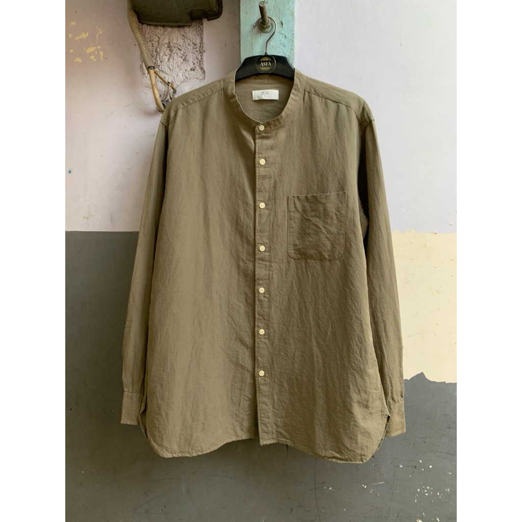 เสื้อเชิ้ตผู้ชาย KEMEJA Uniklo คอปกซ่างไห่ธรรมดา แขนยาว shb.2.7