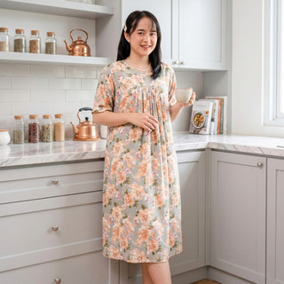 Ademin.Co WILONA Midi Dress Rayon Reactive | Daster Pendek Ruffle Dada