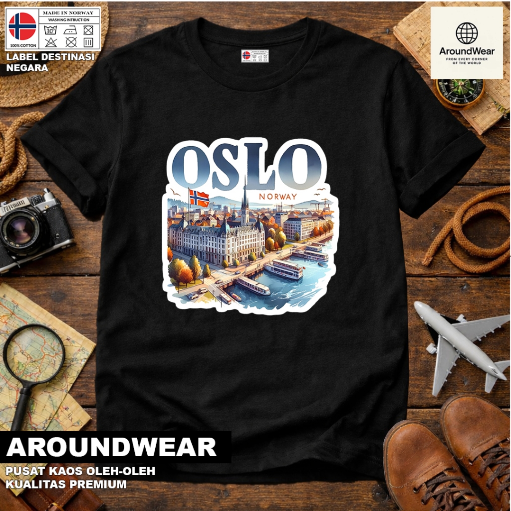 เสื้อยืด NORWAY 73 SOUVENIR พร้อมแท็ก NATIONAL จาก NORWAY COTTON 30S ของขวัญพรีเมี่ยม SOUVENIR