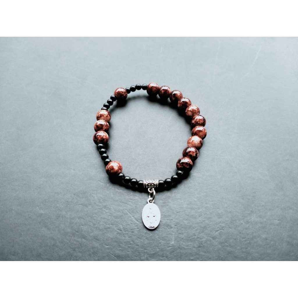 G1710 HEAVY PEARL ROSARY BRACELET CRYSTAL GLASS