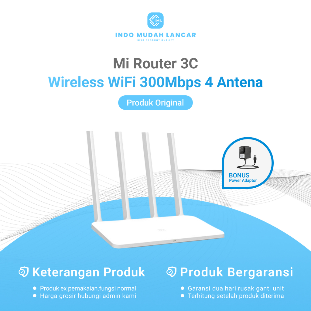 Xiaomi Mi Router 3C Wireless WiFi 300Mbps 4 เสาอากาศใช้อะแดปเตอร์โบนัสดั้งเดิม