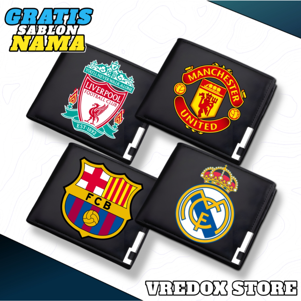 CHILDRENS AND ADULTS WALLETS WITH FOOTBALL MADRID BARCA LIVERPOOL PSG BAYER MUNCHEN MANCESTSER UNITED กระเป๋าสตางค์หนังผู้ชายพร้อมกระเป๋าสตางค์และกระเป๋า