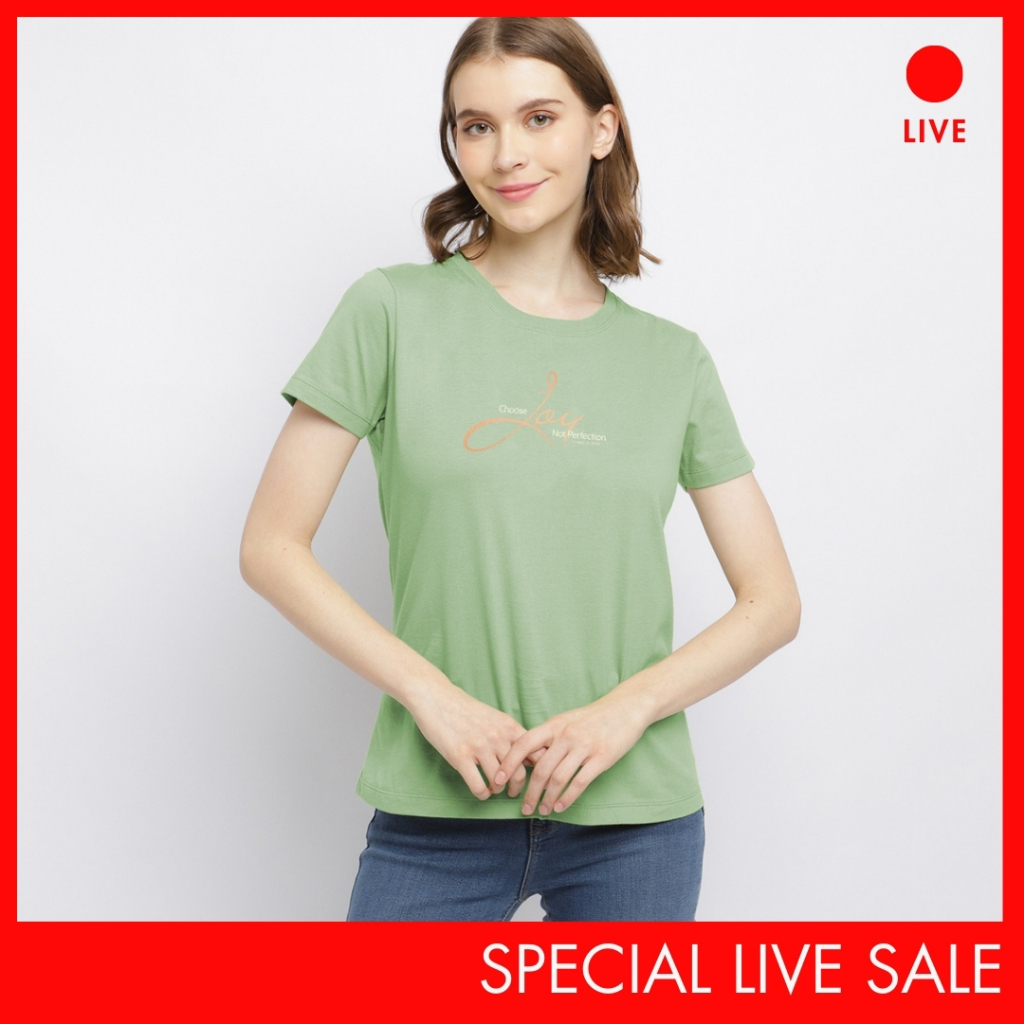 [CLEARANCE] เสื้อยืดผู้หญิง Special Live C2 Anora Green