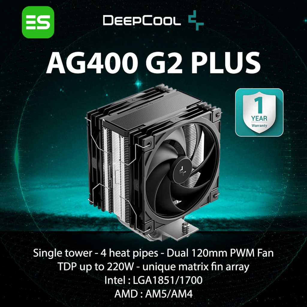 HSF Deepcool AG400 G2 Plus | พัดลมคู่ซีพียูแอร์คูลเลอร์