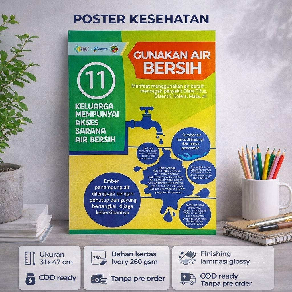 โปสเตอร์ใช้ Clean Water - Family Has Access to Clean Water - โปสเตอร์ 12 ตัวบ่งชี้ KS