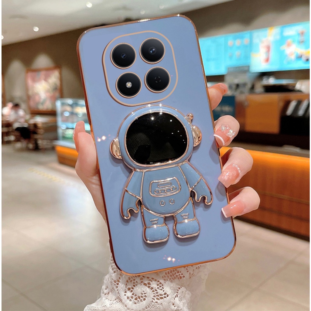 เคสนิ่ม Redmi Note 15 / 15 Pro / 15 Pro+ โทรศัพท์ขาตั้งแบบพับได้ชุบนักบินอวกาศ