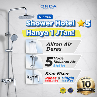 ONDA Rain Shower Set Kamar Mandi 3 in 1 R-FRES Shower Tiang Komplit Kran Panas Dingin Anti Bocor