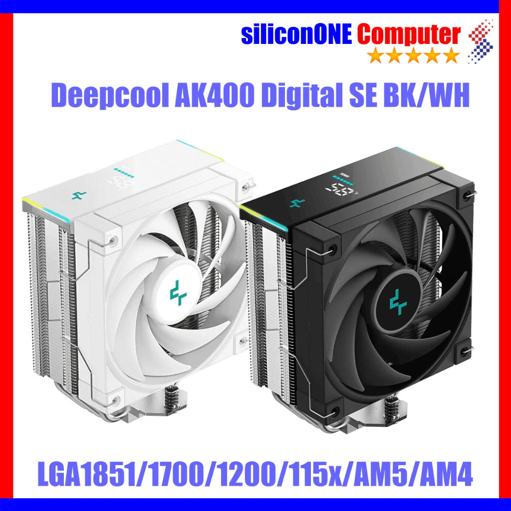 Deepcool AK400 ดิจิตอล SE สีดําสีขาว LGA1851 LGA1700 LGA1200 115X AM5 AM4 AMD