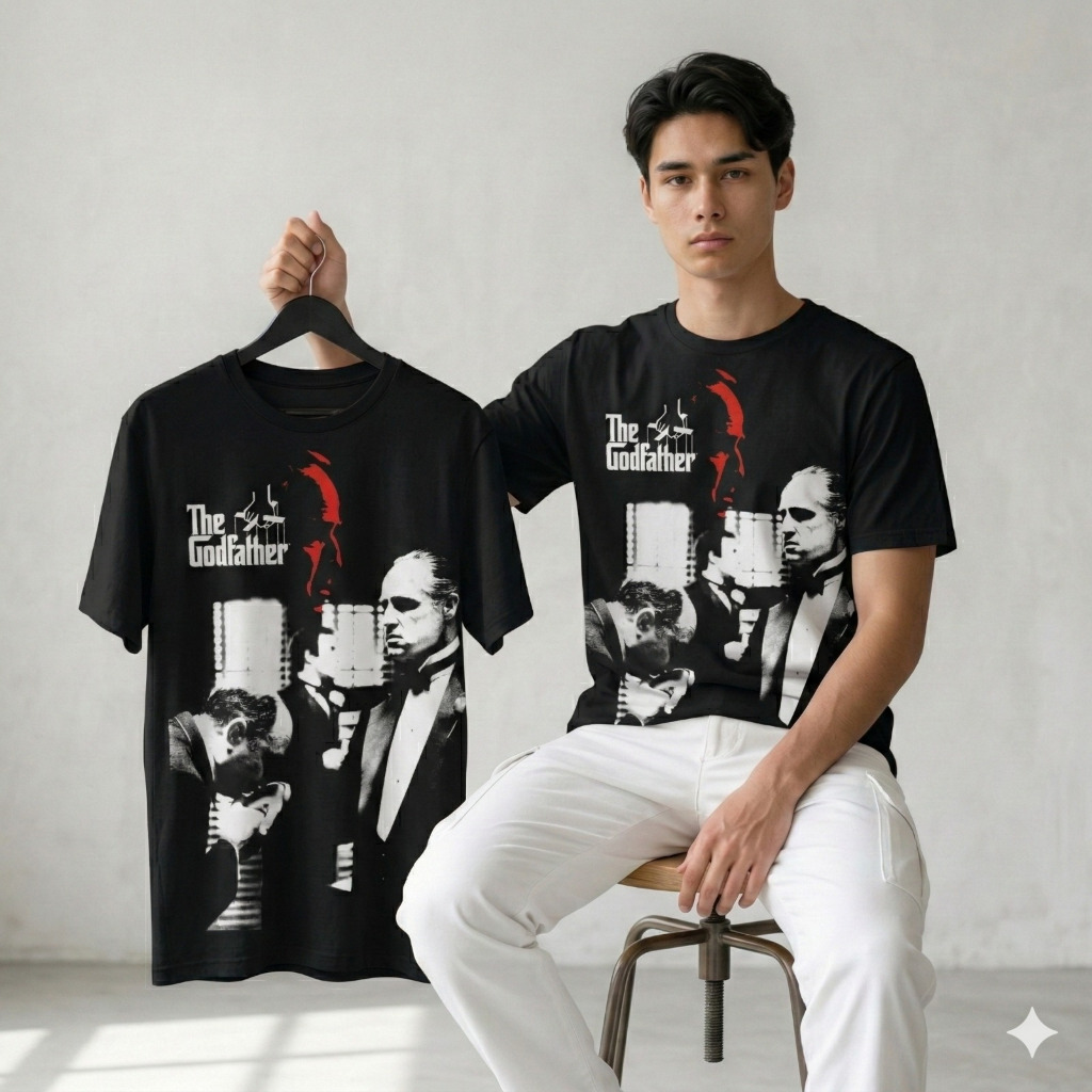 พิมพ์เต็มเสื้อยืด GOD FATHER DISTRO พร้อม GOD FATHER FULLPRINTING MOTIF สําหรับผู้ชายและผู้หญิง