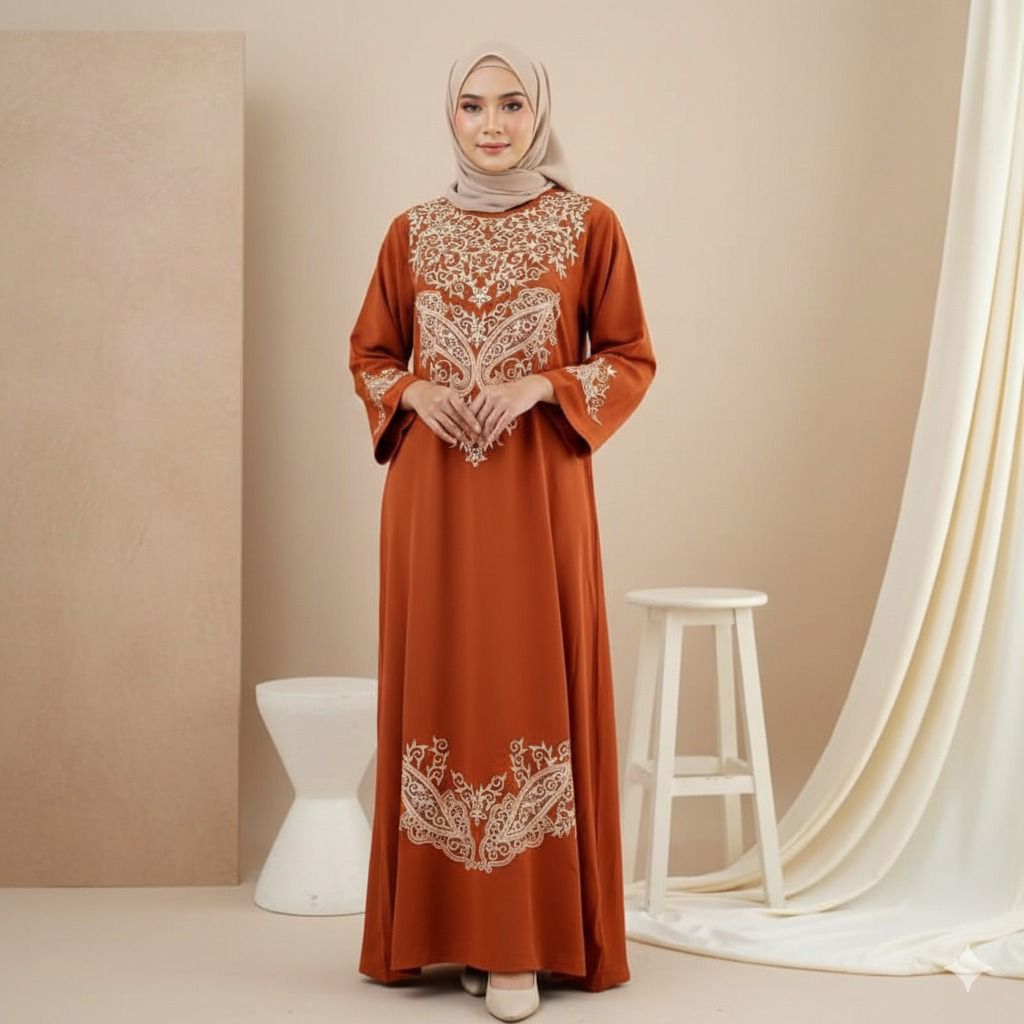 Hana Gamis กลายเป็นเย็บปักถักร้อย Pasley AB ชุดสําหรับเชิญ Eid GJTR แฟชั่นสําหรับผู้หญิงมุสลิม bySC