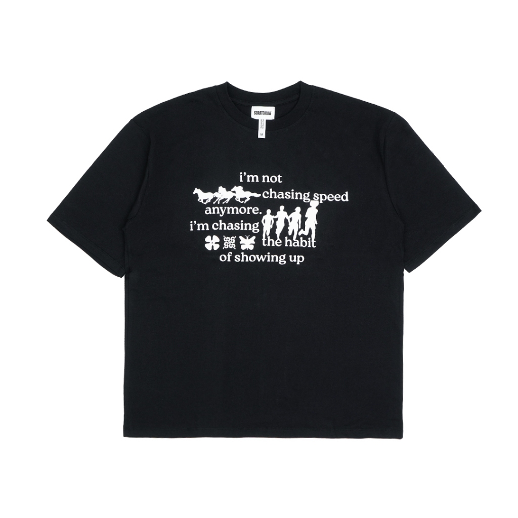 Scratchline Unchained Post Run เสื้อยืดสีดําผ้าฝ้ายวิ่ง