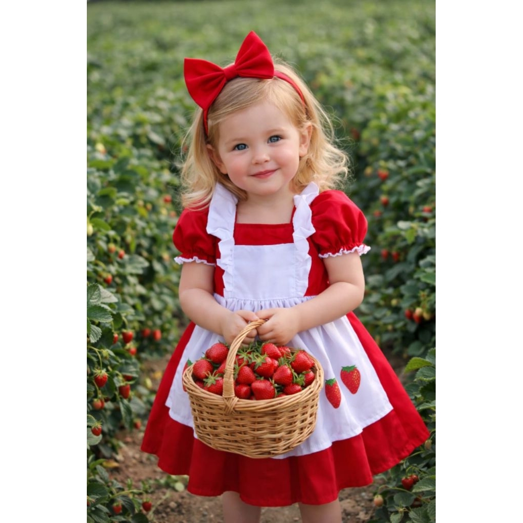 BAJUANAKUNIK / STRAWBERRY DRESS COSTUME / CHILDRENS BIRTHDAY DRESS / CHRISTMAS DRESS