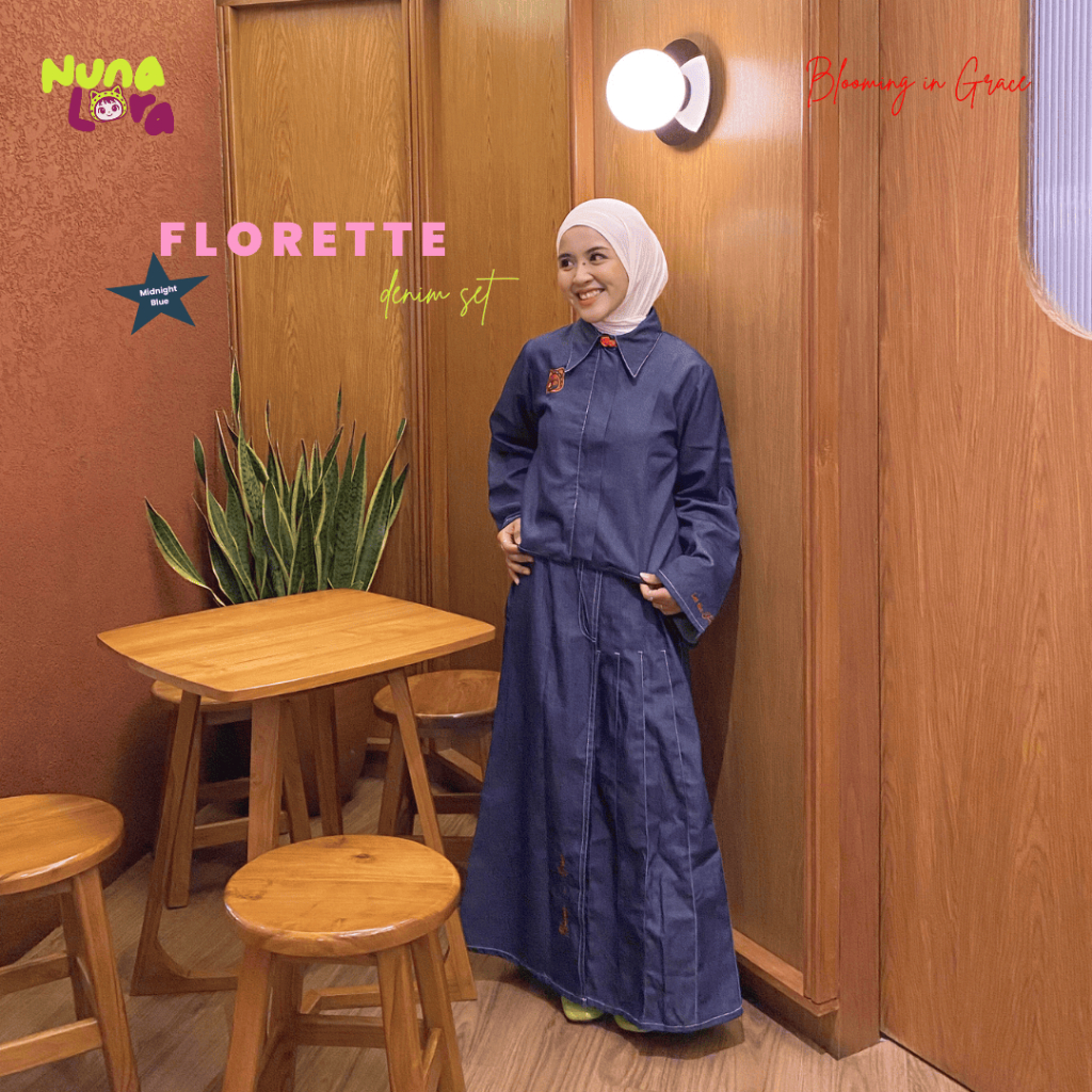 เสื้อสูทยีนส์ผู้หญิงสําหรับอี๊ด | Nujealora - Florette Denim Set Midnight Blue
