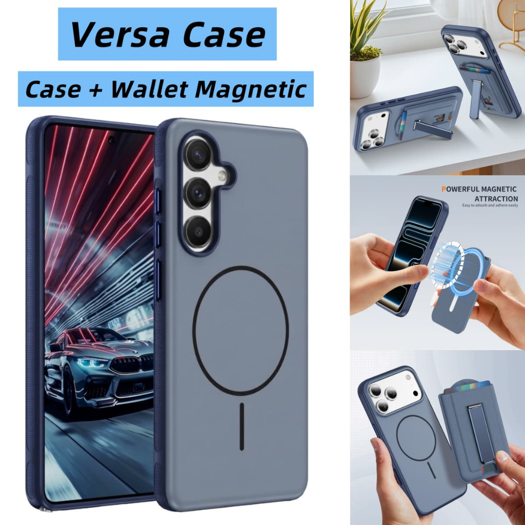 Samsung A17 A26 AKA Luxury Versa Case Magsafe 2 In 1 Wallet Magnetic Kickstand Standing Card Holder