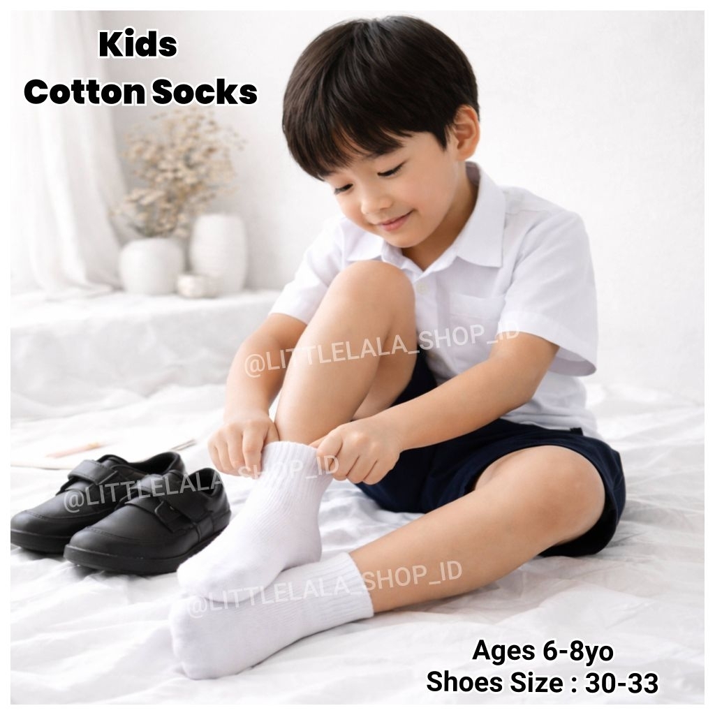 ถุงเท้าโรงเรียน คุณ สําหรับโรงเรียนอนุบาลชั้นประถมศึกษา ป.4 เนื้อผ้าฝ้ายหนา/ผ้าฝ้ายถุงเท้ากีฬาเทอร์รี่สีขาว/ทารกดูดซับเหงื่อคุณภา