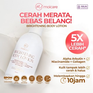 Moicare Brightening Body Lotion - Pencerah Kulit Kusam, Melembutkan, Menghaluskan, Memudarkan Noda Hitam, Melembapkan Kulit Kering with Niacinamide, Alpha Arbutin & Collagen